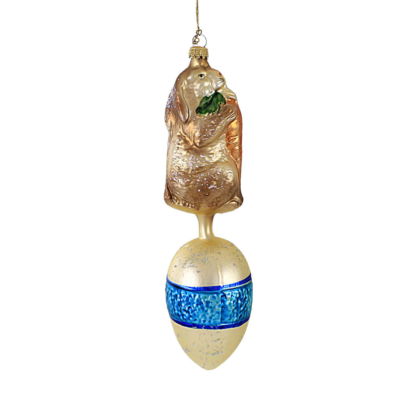 Larry Fraga Rabbit On Egg Blown Glass Ornament Easter Spring 5035 (16530)