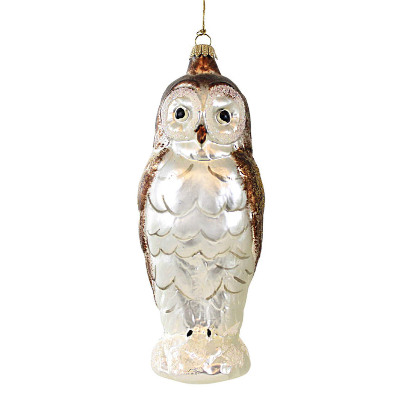 Larry Fraga Snow Owl Blown Glass Christmas Ornament Bird 5076 (16612)