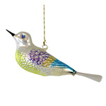 Larry Fraga Designs Bird With Blue Eyes - 1 Ornament 2 Inch, Glass - Christmas Ornament Nylon Tail 5068 (16724)