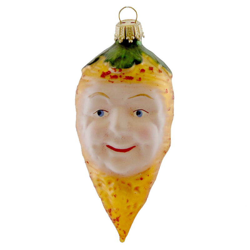 Larry Fraga Carrot Face Blown Glass Christmas Ornament 5111 (16740)