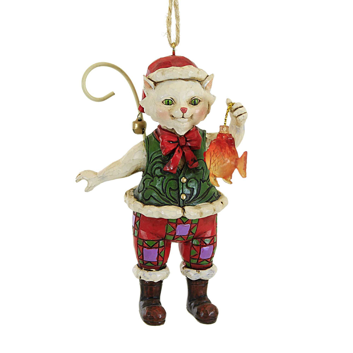 (16831) Christmas Cat Holding Fish