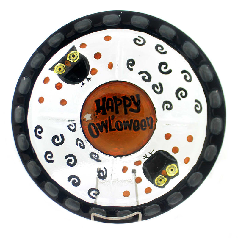 Tabletop Happy Halloween 5 Section Server Fusion Glass Owls 3Gch4142 (17161)