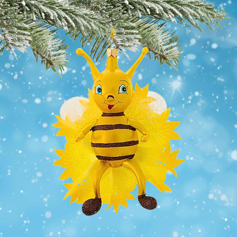 De Carlini Italian Ornaments Bee In The Flower - - SBKGifts.com