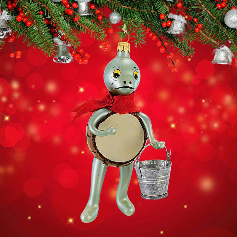 De Carlini Italian Ornaments Turtle With Bucket - - SBKGifts.com