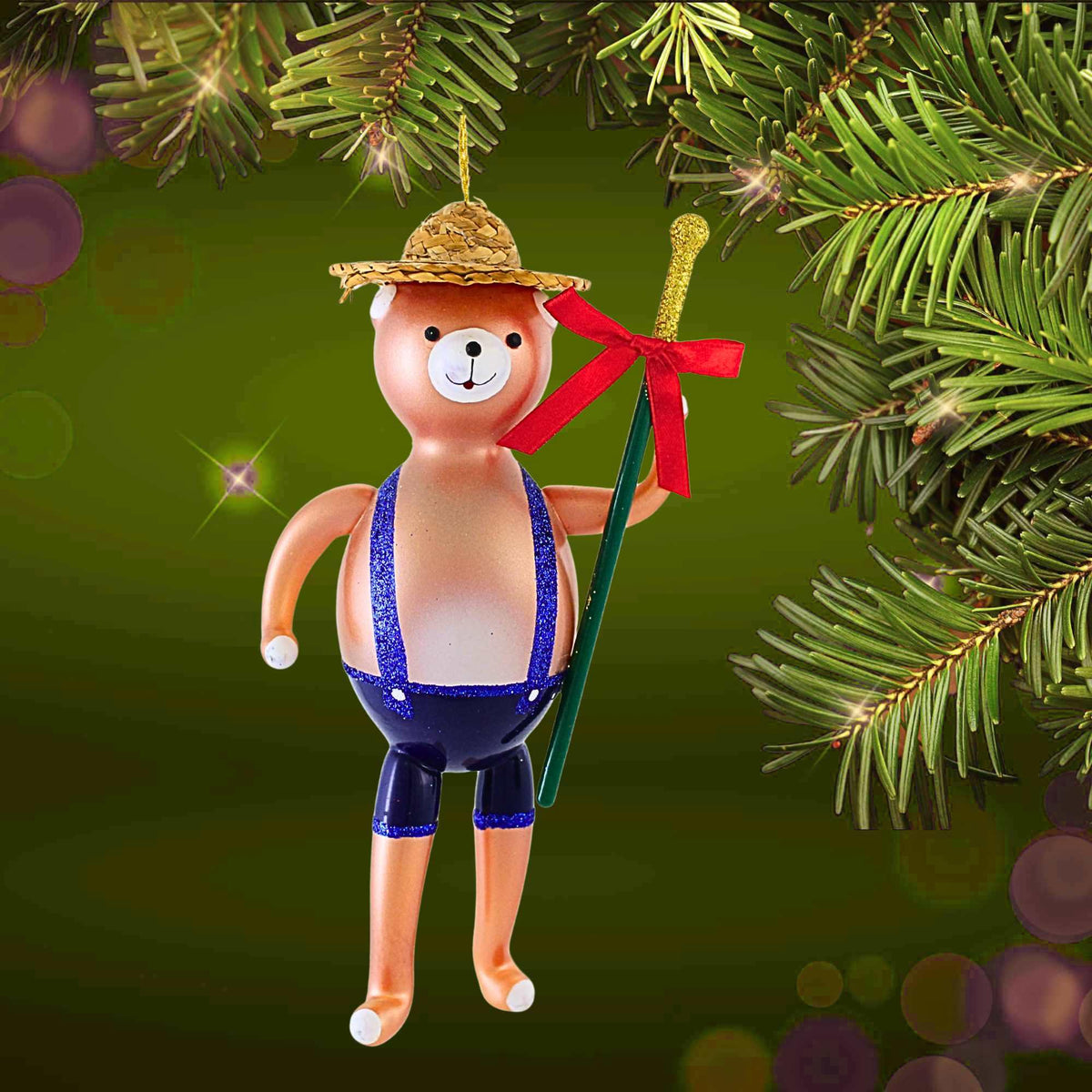 De Carlini Italian Ornaments Bear Band With Stick - - SBKGifts.com