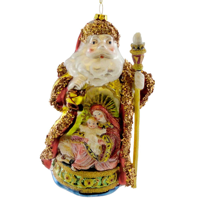 Holiday Ornament Santa With Nativity Blown Glass Ornament Holy Family 3620538 (17275)
