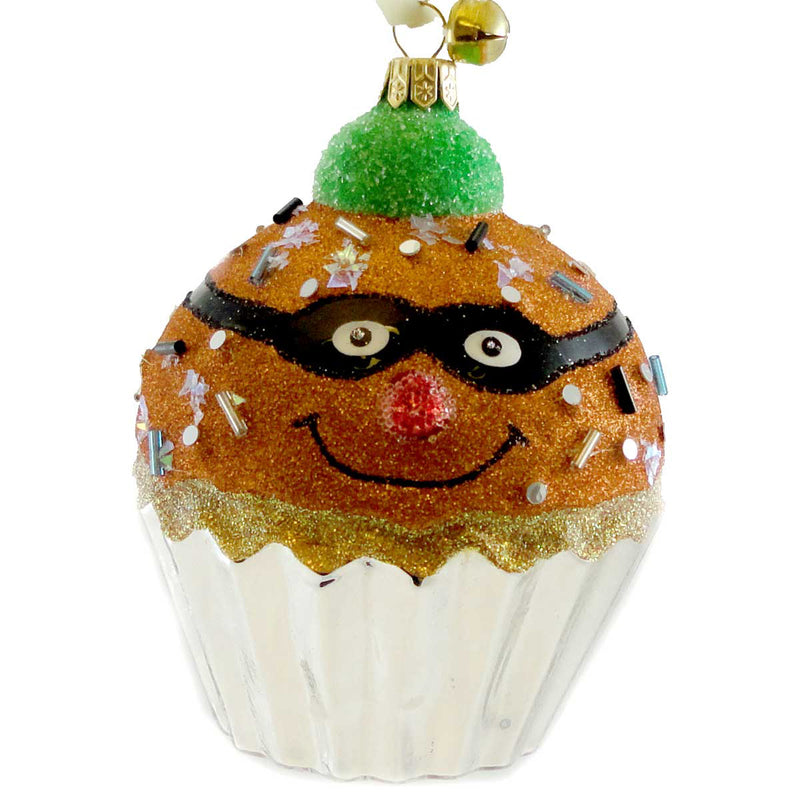 Jinglenog Boo Baked Blown Glass Ornament Halloween Cupcake 80177 (17353)