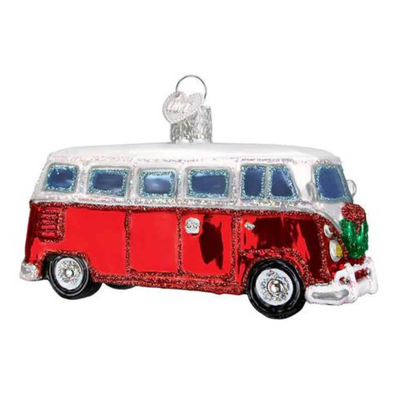 Old World Christmas Camper Van - One Ornament 1.75 Inch, Glass - Ornament Christmas Car Travel 46042 (17587)