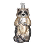 Old World Christmas 3.5 Inches Tall Raccoon Glass  Ornament Woodland Animals 12146 (17839)