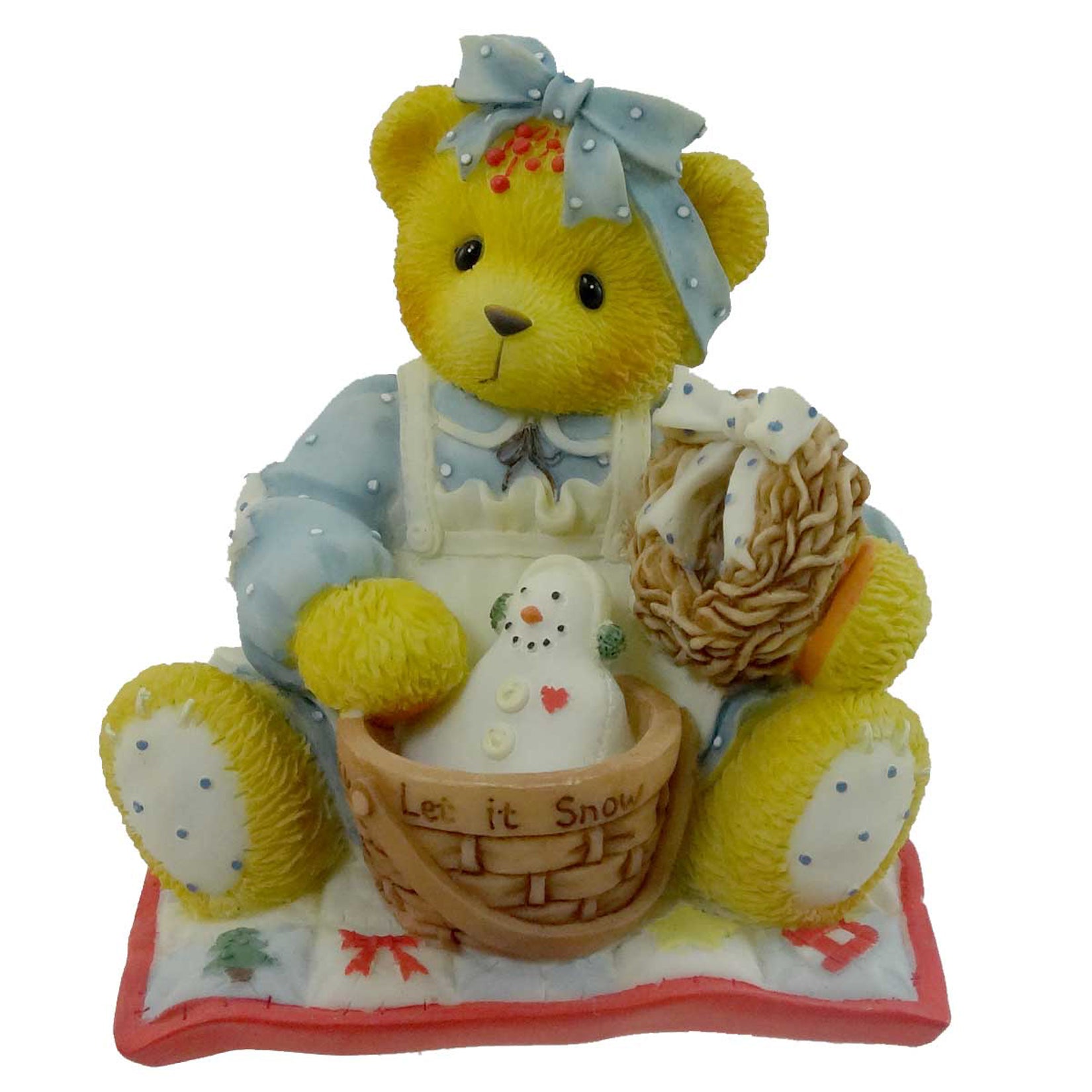 Cherished Teddies 3.00In Suzanne, Resin, Teddy Bear Snowman Basket