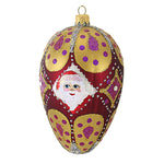 Larry Fraga Russian Window Blown Glass Ornament Christmas Santa Egg 581 (18499)