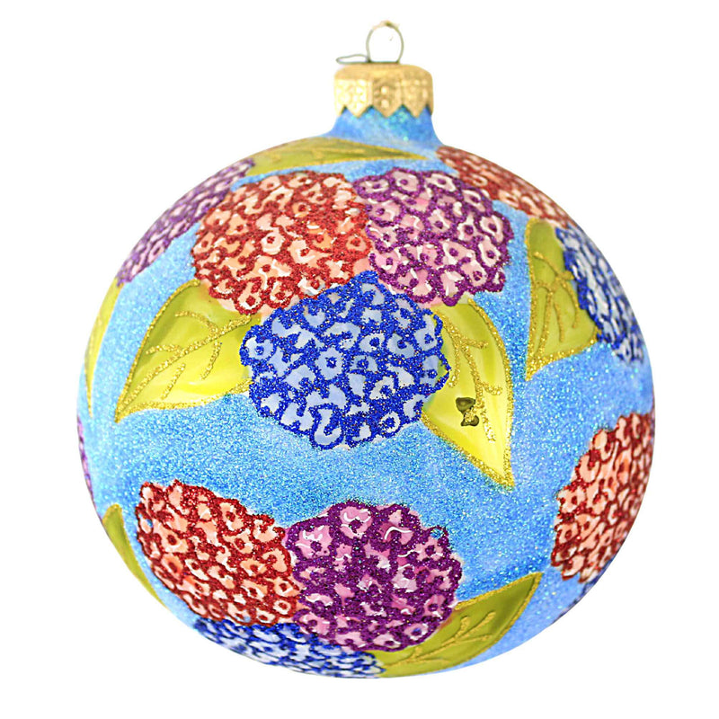 Larry Fraga Designs Hydrangea - 1 Ornament 5.25 Inch, Glass - Ornament Ball Flower Floral 5836 (18595)
