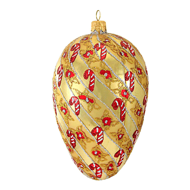 Larry Fraga Russian Candy Blown Glass Ornament Christmas Cane Egg Samp0003 (18636)