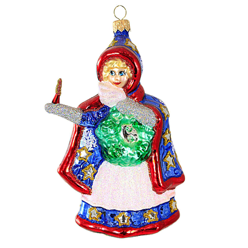 Larry Fraga Designs Burning Light - 1 Ornament 6.5 Inch, Glass - Ornament Candle Christmas Lady 5109 (18638)