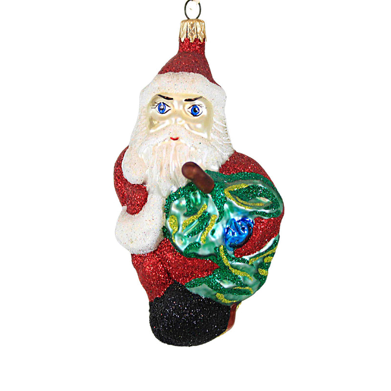 Larry Fraga Tree Delivery Blown Glass Ornament Christmas Santa 5866 (18726)