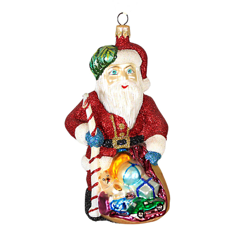 Larry Fraga Designs Sweet Sugar Santa - 1 Ornament 5 Inch, Glass - Ornament Christmas Santa Cane 5872 (18729)