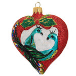 Larry Fraga Passionate Heart Blown Glass Ornament Love Peacock Glitter 5903 (18738)