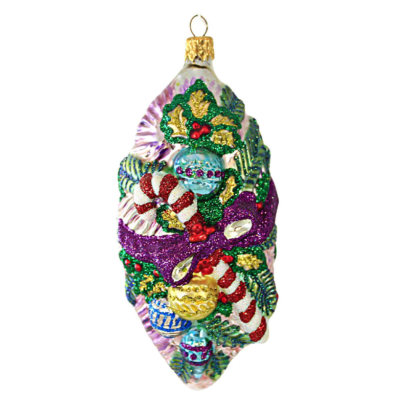 Larry Fraga Designs Victorian Christmas - 1 Ornament 5.75 Inch, Glass - Ornament Holly Ivy Candy Cane 5913B (18744)