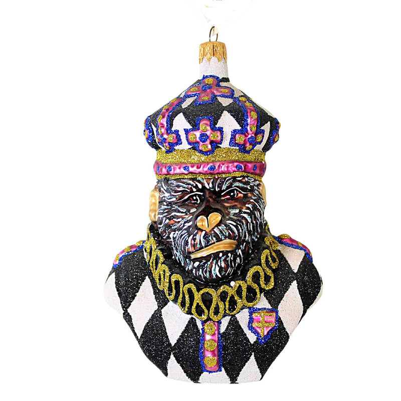 Larry Fraga Designs Harlequin King Kong - 1 Ornament 6.5 Inch, Glass - Ornament Monkey Ape Mardi Gras 5929B (18750)