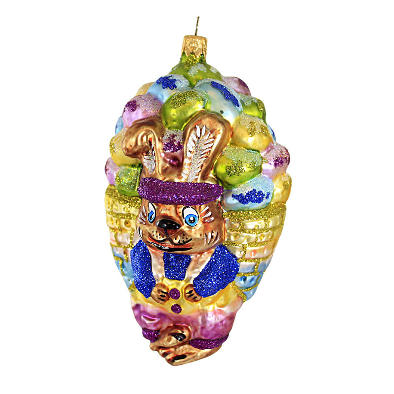 Larry Fraga Designs Delivering The Eggs - 1 Ornament 6 Inch, Glass - Ornament Easter Bunny Basket 5947 (18751)