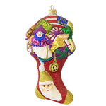 Larry Fraga Overstuffed Blown Glass Ornament Patriotstocking Santa 5930 (18754)