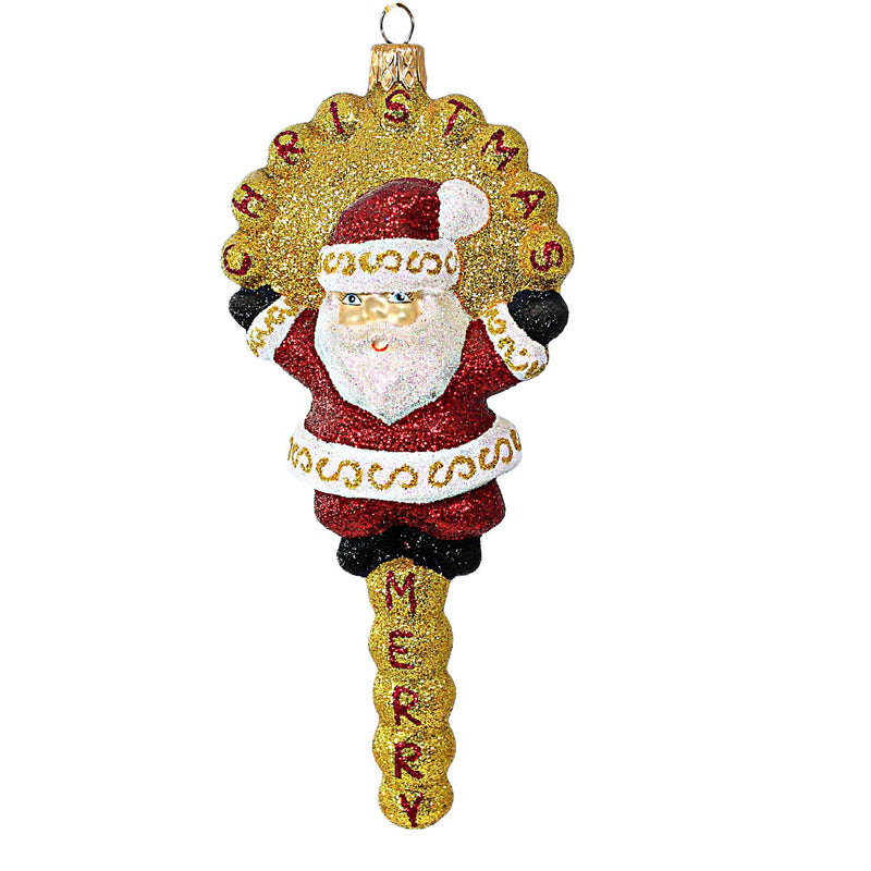 Larry Fraga Designs Christmas Cheer - 1 Ornament 7 Inch, Glass - Ornament Santa Glitter 5940 (18756)