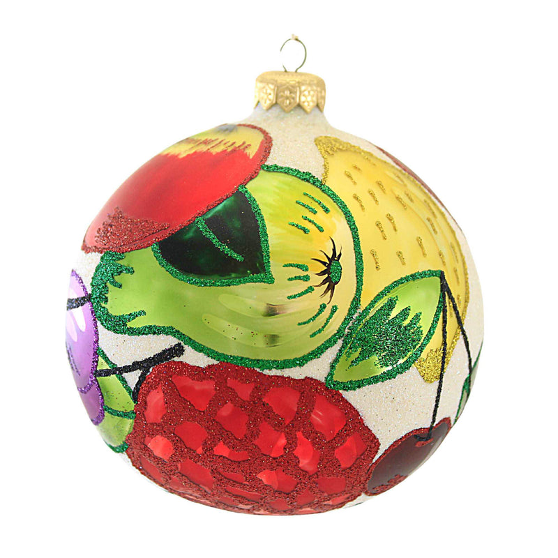 Larry Fraga Designs Mixed Fruit - 1 Ornament 5.5 Inch, Glass - Ornament Ball Apple Pear Grape 5949 (18760)