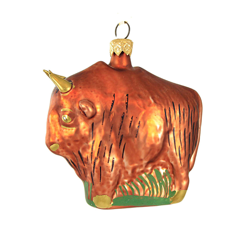 Larry Fraga Gold Buffalo Blown Glass Ornament Wildlife Indian 6001B (18765)