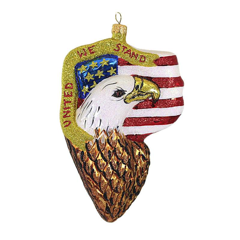 Larry Fraga United We Stand Blown Glass Ornament Eagle Patriotic 3123 (18880)