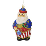 Larry Fraga Salute To America Blown Glass Ornament Santa Patriotic 256 (18919)