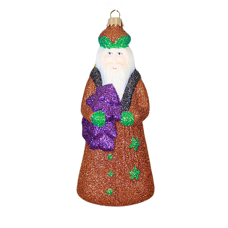 Larry Fraga Designs Gold Santa With Tree - 1 Ornament 6.25 Inch, Glass - Ornament Christmas Dresden 214 (18932)