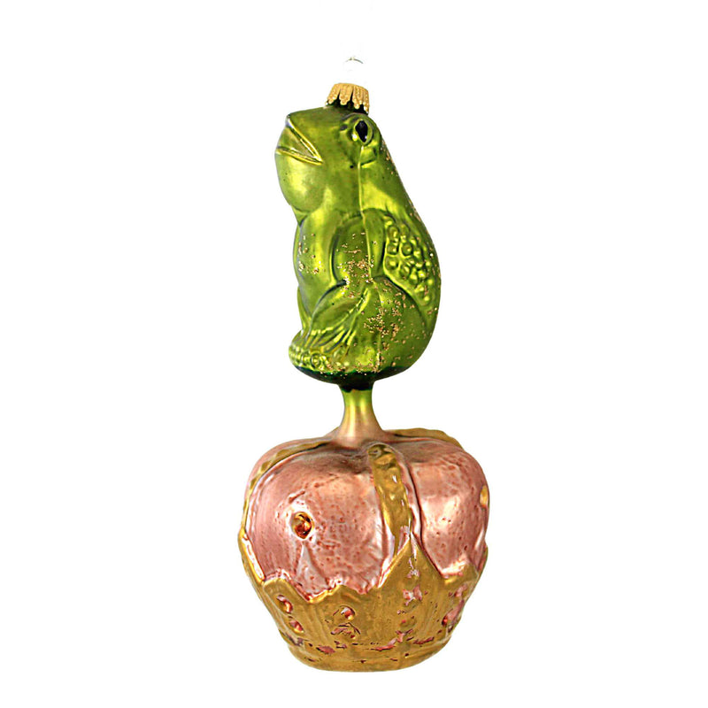 Larry Fraga Frog Prince Blown Glass Ornament Crown 5033 (18938)