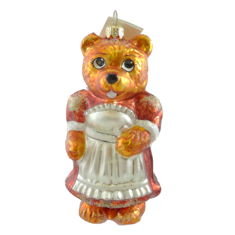 Christopher Radko Mama Bear Glass Ornament Teddy Apron (19160)