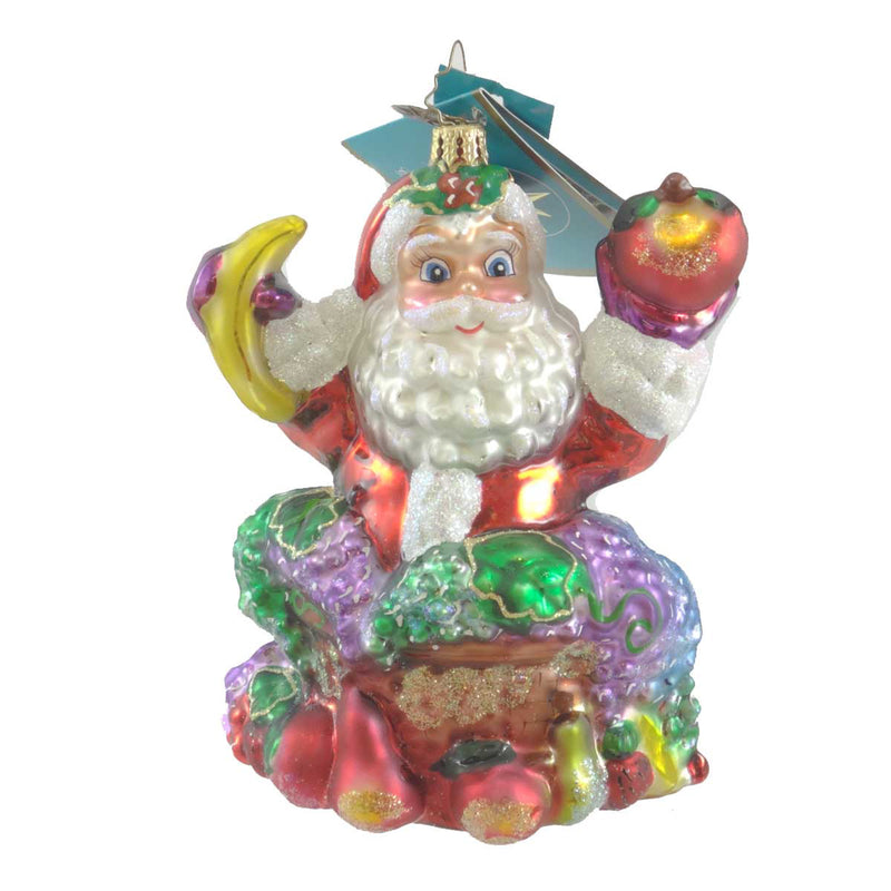 Christopher Radko Snack-A-Peel Santa Blown Glass Ornament Diabetes Santa Fruit (19288)