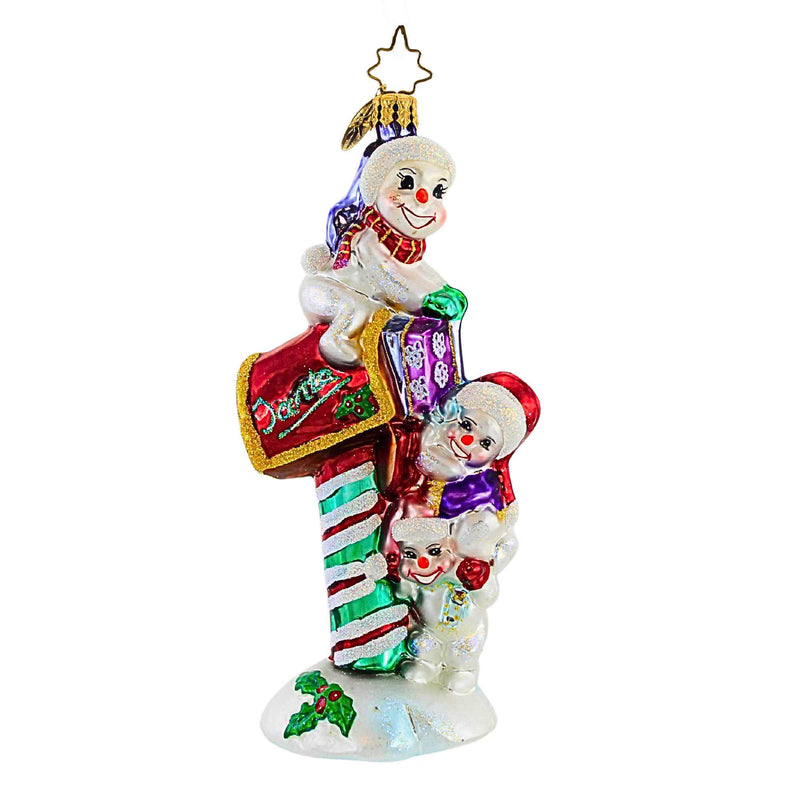 Christopher Radko SNOW OF SUPPORT Blown Glass Ornament Snowman Mailbox