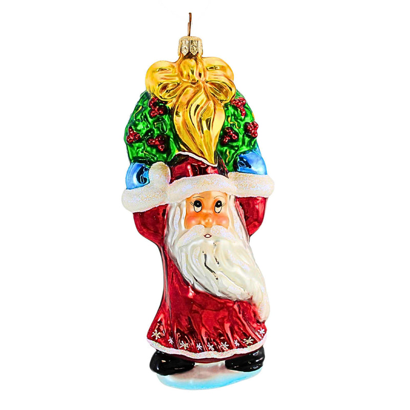 Christopher Radko Santa Jubilee Glass Ornament Wreath Christmas (19601)