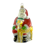 Holiday Ornament Santa With Deer Glass Christmas Z9919 (19608)