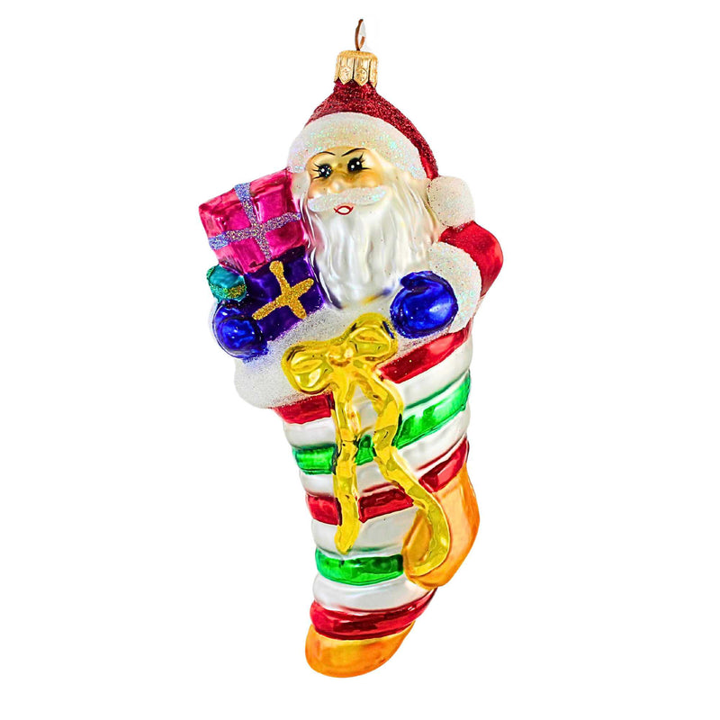 Christopher Radko Put The Loot In The Boot Glass Ornament Stocking Santa (19727)
