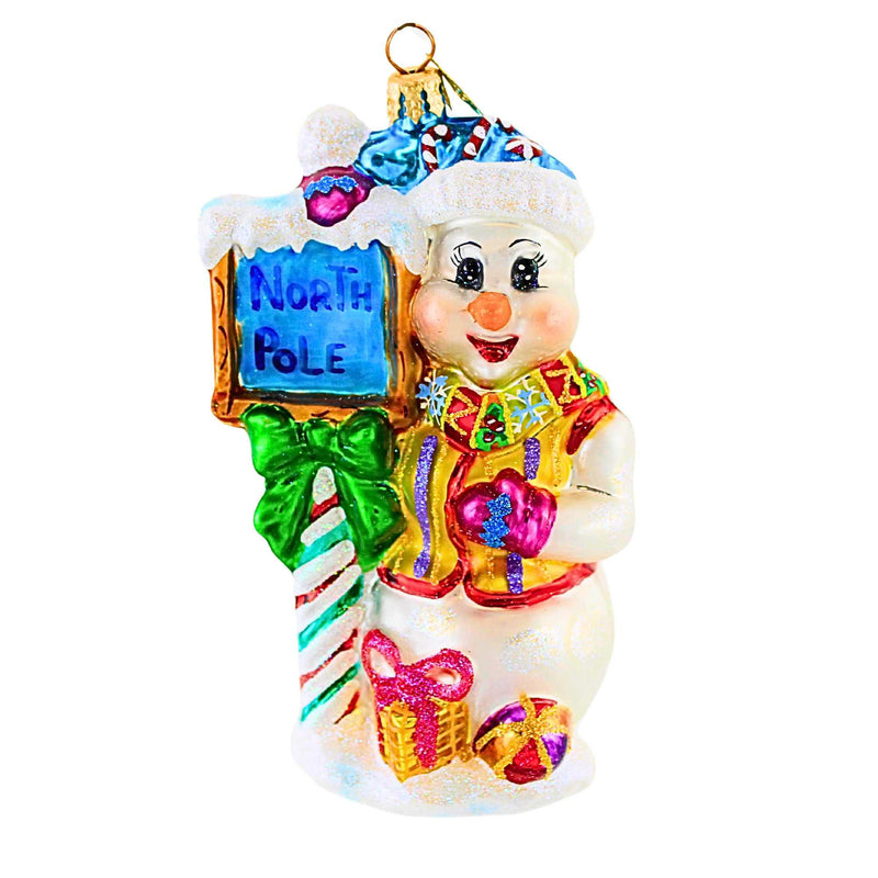 (19979) Christopher Radko Company Frosty Welcome, 5.50 Inch, Ornament Snowman North Pole 107540