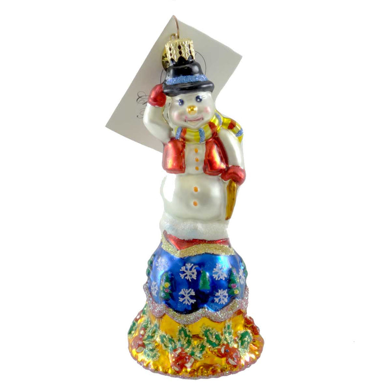 Christopher Radko Frosty Chime Glass Ornament Snowman Bell (20004)