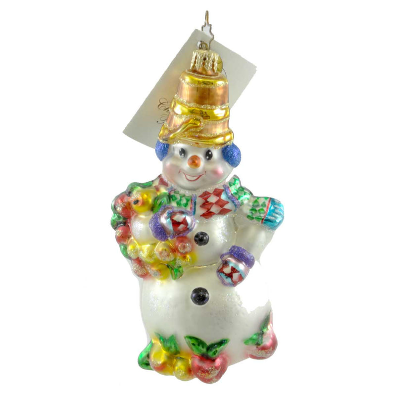 Christopher Radko Frosty Harvest Glass Ornament Snowman Fruit (20074)