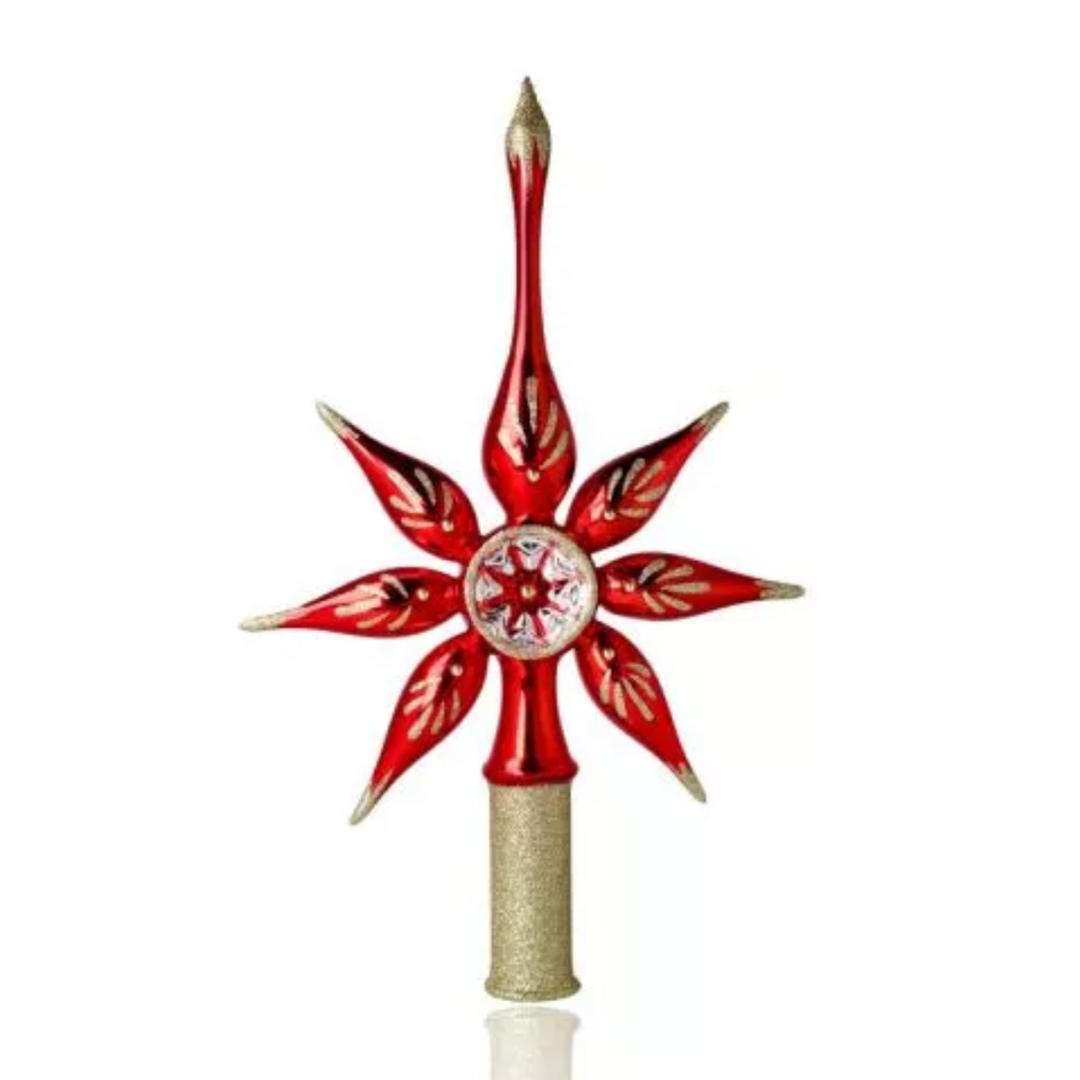 (64537) Red Gold Star With Spire Topper