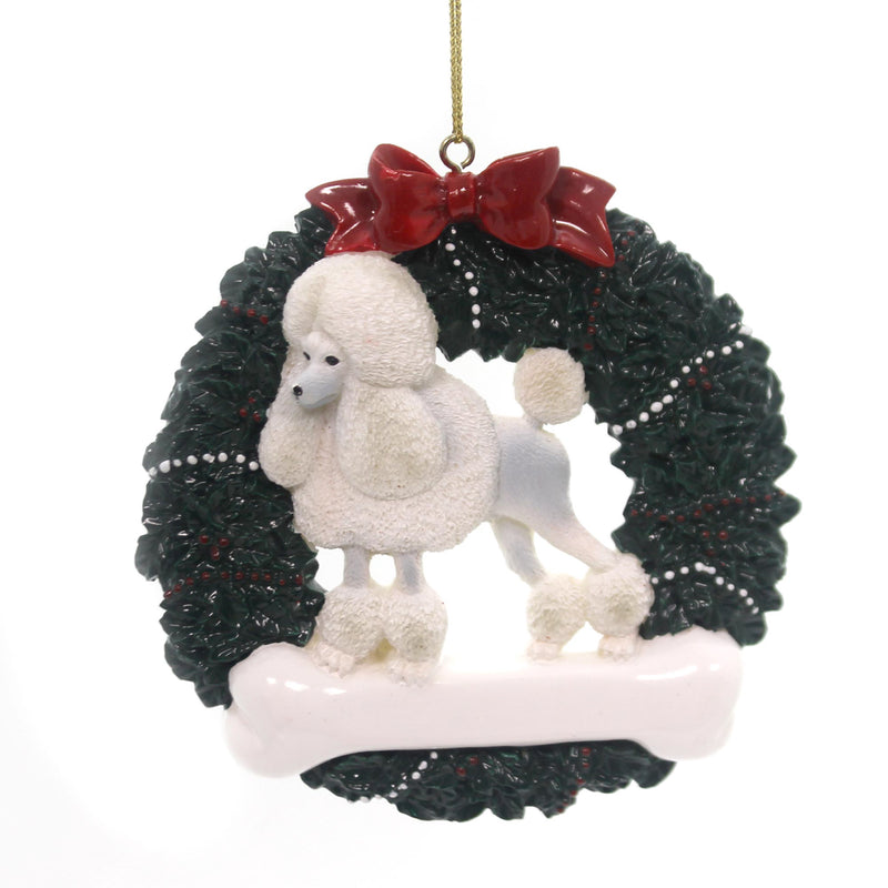 Holiday Ornament White Standard Poodle Wreath Personalize It Dyi Dog Bone Pet Or274
