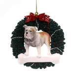 Holiday Ornament Bulldog Wreath Resin Personal It Dyi Dog Pet Bone Or279