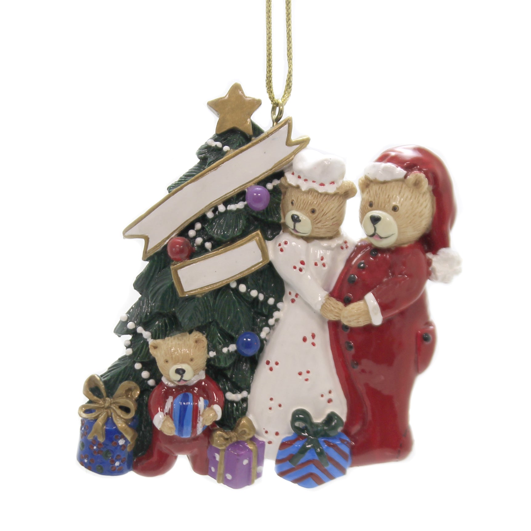 Polarx 3.50In Teddy Bear Family, Resin, Diy Personalize Tree