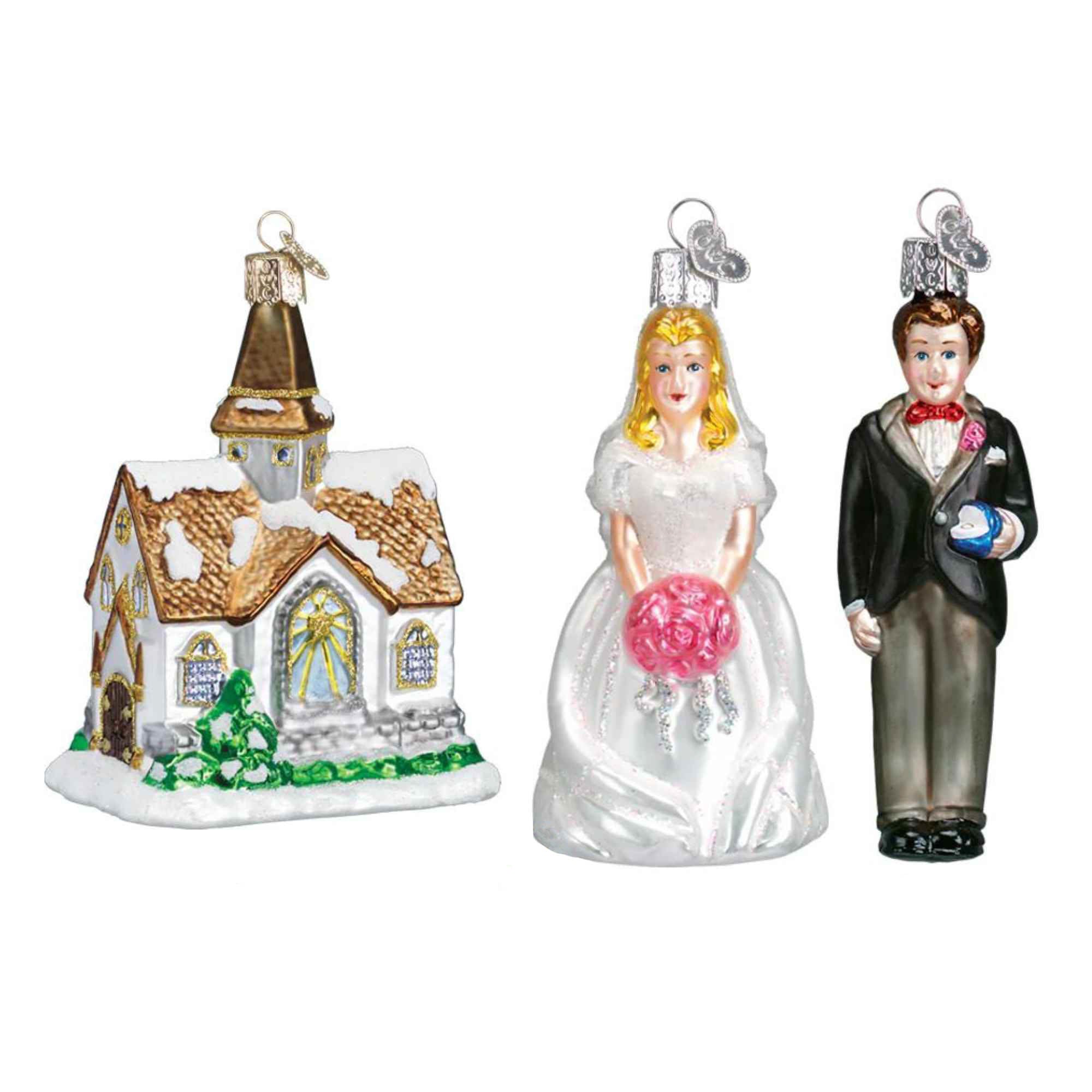 Bride and groom ornament set deals