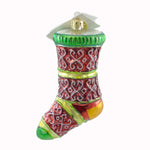 Christopher Radko Ski Knit Stocking Glass Ornament Christmas Chimney 0100310 (21104)
