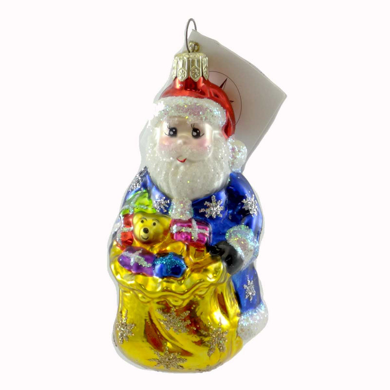 Christopher Radko Little Loot Santa Glass Ornament Bag Toys Germany (21123)