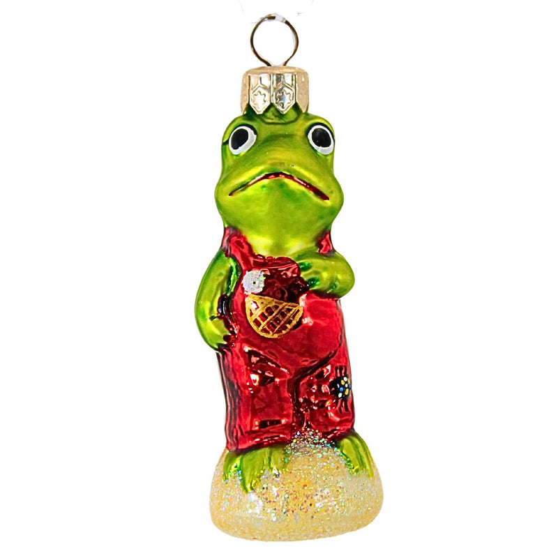 Christopher Radko Froggy Child Glass Ornament Red Overalls (2120)
