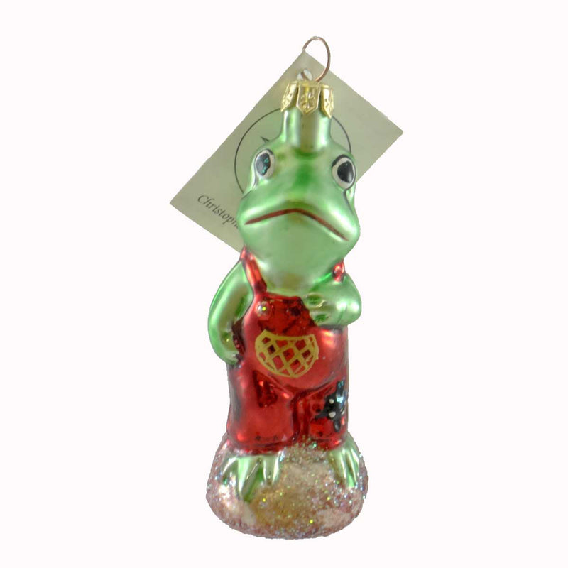 Christopher Radko Froggy Child Glass Ornament Red Overalls (2120)